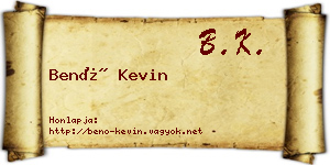 Benő Kevin névjegykártya